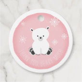 Polar Bear Snowflakes Pink Baby Dusche Geschenkanhänger (Vorderseite)