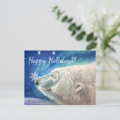 Polar Bear Snowflakes Postcard Feiertagspostkarte (Stehend Vorderseite)