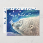 Polar Bear Snowflakes Postcard Feiertagspostkarte (Vorne/Hinten)