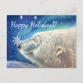 Polar Bear Snowflakes Postcard Feiertagspostkarte