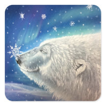 Polar Bear Snowflakes Stickers