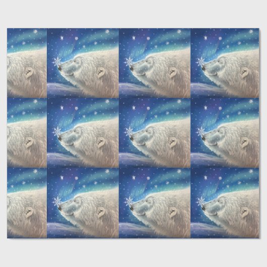 Polar Bear Snowflakes Wrapping Paper Geschenkpapier (Flach)