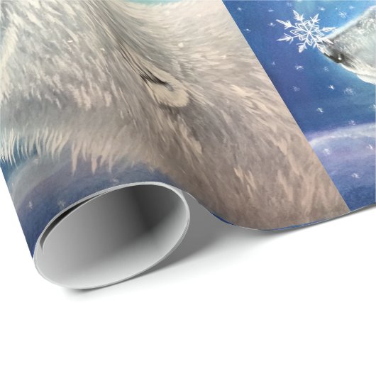 Polar Bear Snowflakes Wrapping Paper Geschenkpapier (Rolleneckpunkt)