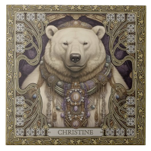 Polar Bear Spirit-Animal Carpetpunk Altarpiece Fliese (Vorderseite)