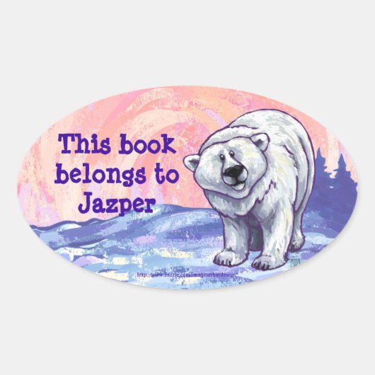Polar Bear Stationery Ovaler Aufkleber (Vorderseite)