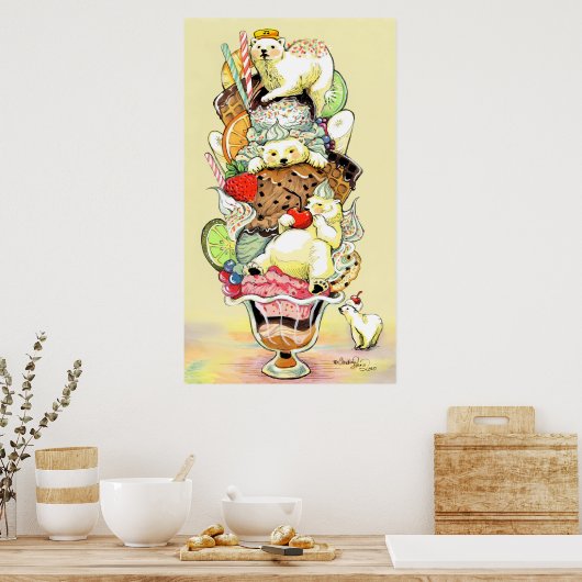 Polar Bear Sundae Dream Deluxe Poster (Küche)