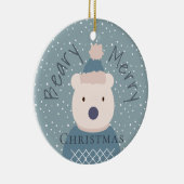 Polar Bear Sweater Blue Christmas Foto Ornament (Rechts)