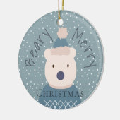 Polar Bear Sweater Blue Christmas Foto Ornament (Links)