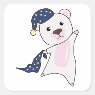 Polar Bear Teddy Bear Bear Sleepyhead Bear Quadratischer Aufkleber