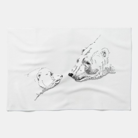 Polar Bear Towel Mother & Cub Bear Tee Handtuch (Horizontal)