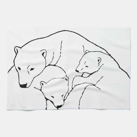Polar Bear Towel Mother & Cubs Bear Tee Handtuch (Horizontal)
