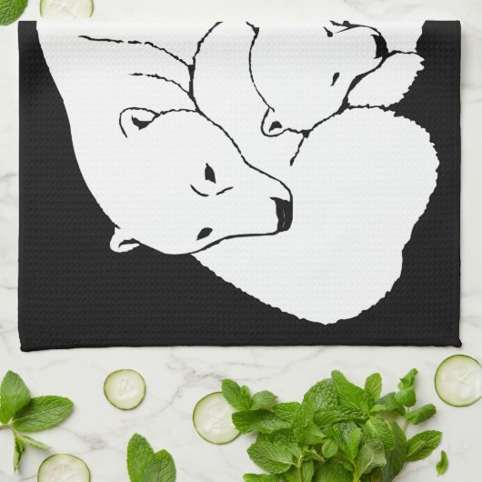 Polar Bear Towel Mother & Cubs Bear Tee Handtuch (Gefaltet)