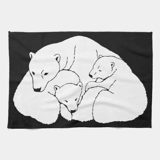 Polar Bear Towel Mother & Cubs Bear Tee Handtuch (Horizontal)