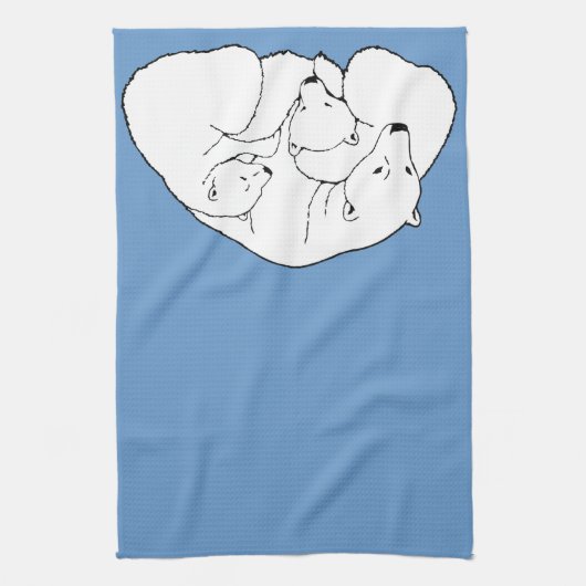 Polar Bear Towel Mother & Cubs Bear Tee Handtuch (Vertikal)