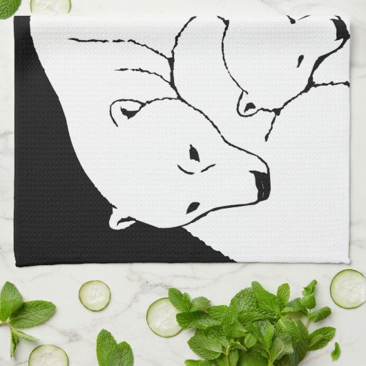 Polar Bear Towel Mother & Cubs Bear Tee Handtuch (Gefaltet)
