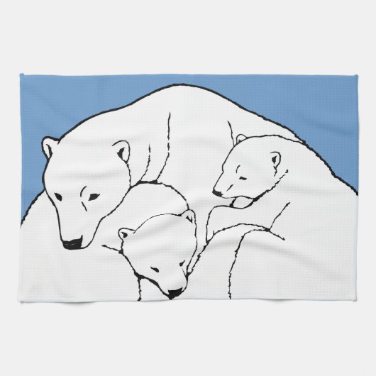 Polar Bear Towel Mother & Cubs Bear Tee Handtuch (Horizontal)