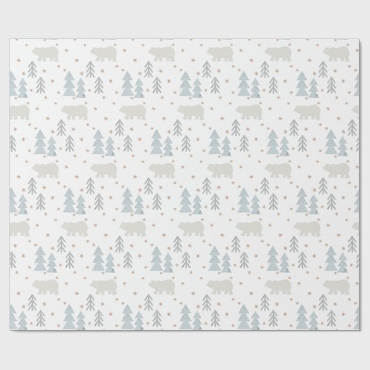 Polar Bear Tree Star Muster Weißes Papier Geschenkpapier (Flach)