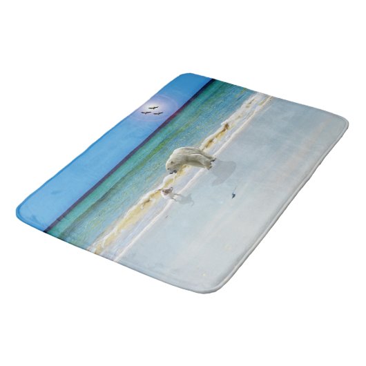 Polar Bear trifft Jack Russell, Memory Foam Bathma Badematte (Schrägansicht)