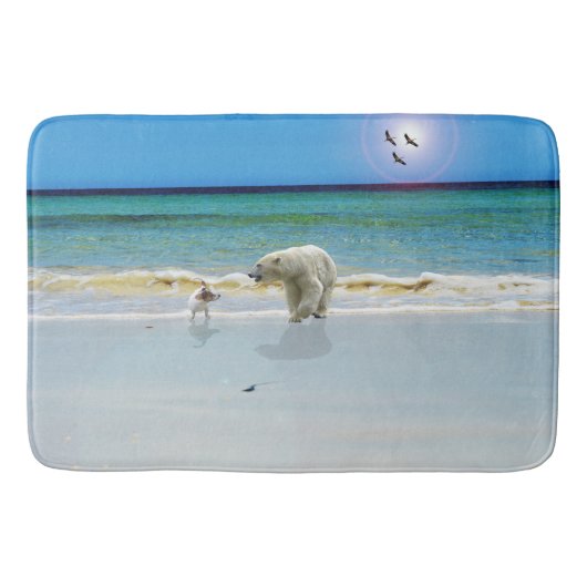 Polar Bear trifft Jack Russell, Memory Foam Bathma Badematte (Vorderseite)