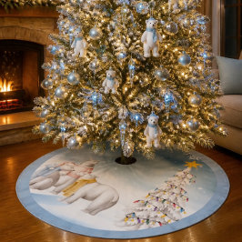 Polar Bear Trio Christmas Tree Skirt Polyester Weihnachtsbaumdecke