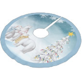 Polar Bear Trio Christmas Tree Skirt Polyester Weihnachtsbaumdecke (Schrägansicht)