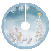 Polar Bear Trio Christmas Tree Skirt Polyester Weihnachtsbaumdecke (Vorderseite)
