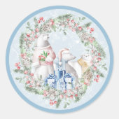 Polar Bear Trio Weihnachtskranz Runder Aufkleber (Vorderseite)
