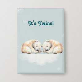 Polar Bear Twins Baby Dusche Button
