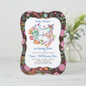 Polar Bear TWINS Kinderdusche lädt Blume ein Einladung (Stehend Vorderseite)