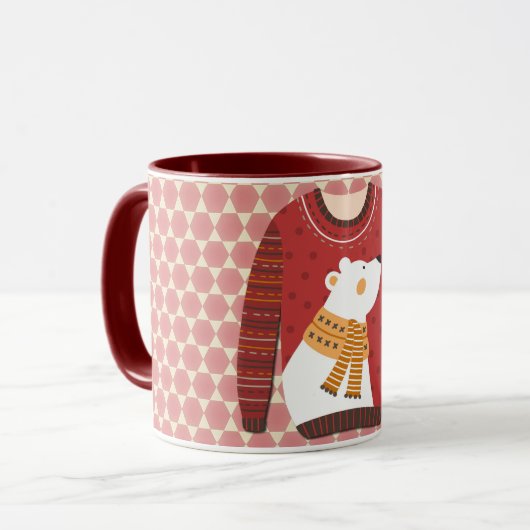 Polar Bear Ugly Sweater Art Mug Cup Tasse (Vorderseite Links)