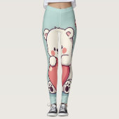 Polar Bear umarmt ein Herz auf einer hellblauen Ba Leggings (Vorderseite)