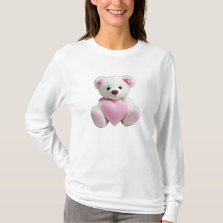 Polar Bear umarmt Rose Rosa Herz T-Shirt