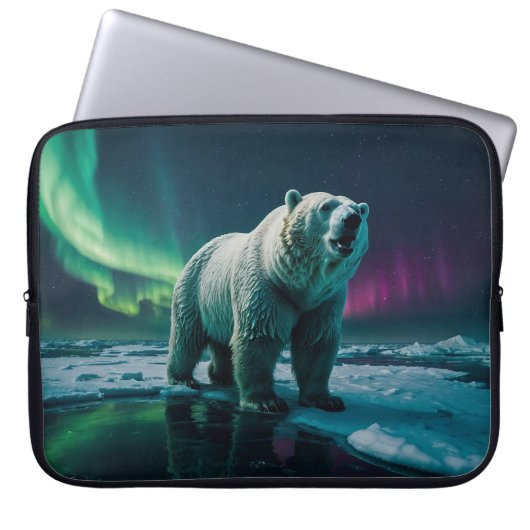 Polar Bear und Aurora Art Laptopschutzhülle (Vorderseite)