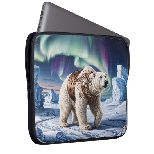 Polar Bear und Aurora Art Laptopschutzhülle (Vorne Rechts)