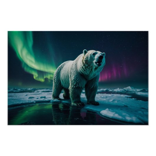 Polar Bear und Aurora Art Poster (Vorderseite)