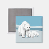 Polar Bear und Cubs Magnet (Vorderseite/Rückseite)