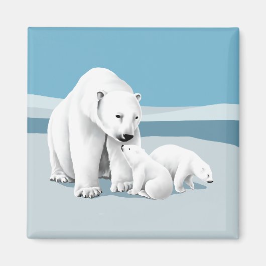 Polar Bear und Cubs Magnet (Vorne)