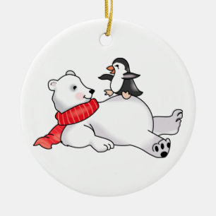 Polar Bear und Pinguin Keramik Ornament