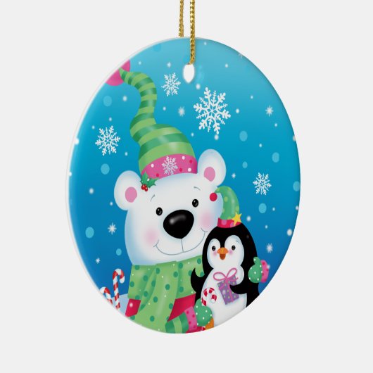 Polar Bear und Pinguin-Ornament Keramik Ornament (Rechts)