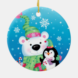 Polar Bear und Pinguin-Ornament Keramik Ornament