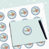 Polar Bear und Reindeer Blue Umschlag Aufklebers Runder Aufkleber