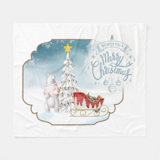 Polar Bear und Sleigh Fleece Blanket (Vorderseite (Horizontal))