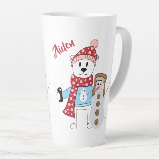 Polar Bear und Snowman Latte Tasse (Rechte Ecke)