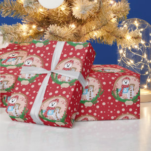 Polar Bear und Snowman Polka Dots Muster  Geschenkpapier