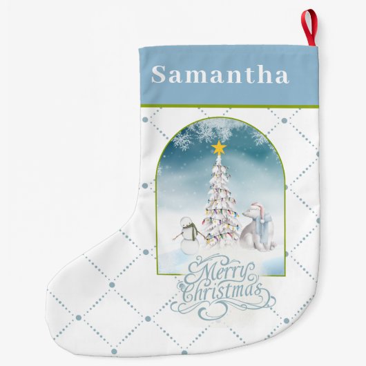 Polar Bear und Snowman Weihnachtsmann Strumpf Großer Weihnachtsstrumpf (Rückseite)