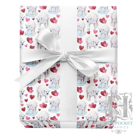 Polar Bear Valentine Gift Wrapping Paper - White Geschenkpapier