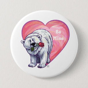 Polar Bear Valentine's Day Button