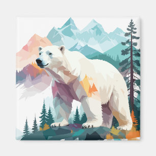 Polar Bear Vector Art Animal Majestic Nature Wild Magnet