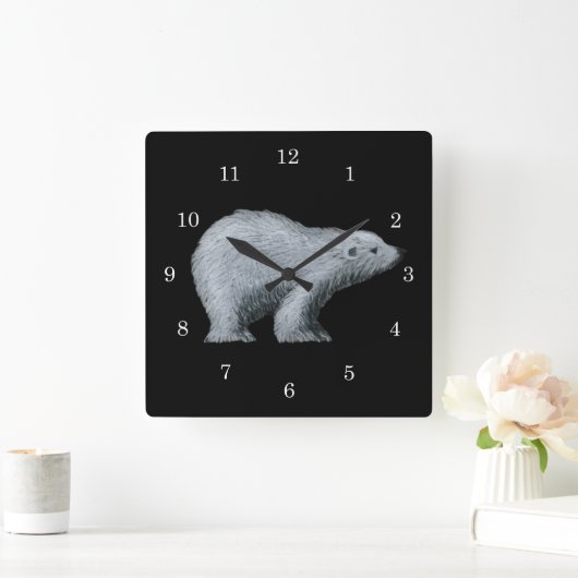 Polar Bear Wall Clock Quadratische Wanduhr (Zuhause)