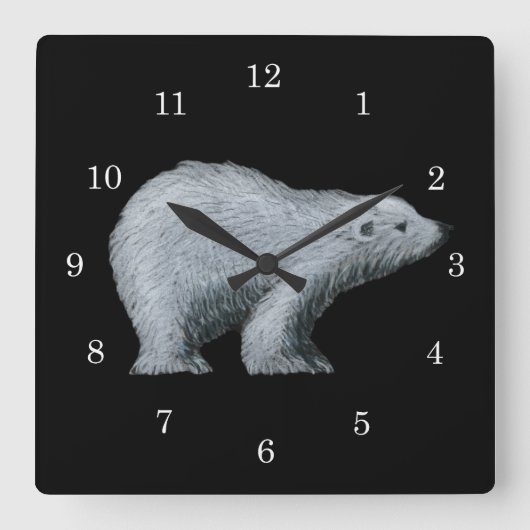 Polar Bear Wall Clock Quadratische Wanduhr (Vorderseite)